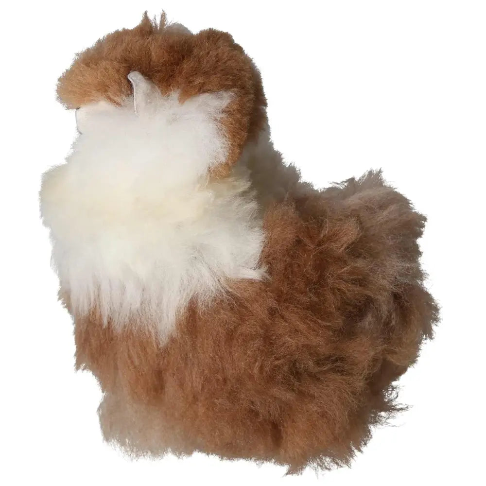 Brown alpaca plush toy crafted from 100% natural alpaca hair, authentic and handmade in Peru, showcasing unique fluffy texture.