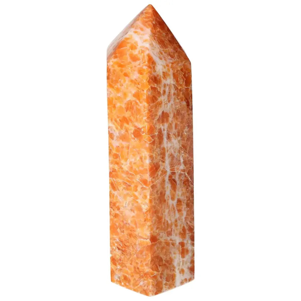 Calcite Orchid crystal tower from Sylvia Crystals, promotes self-confidence and motivation, enhances learning and memory.