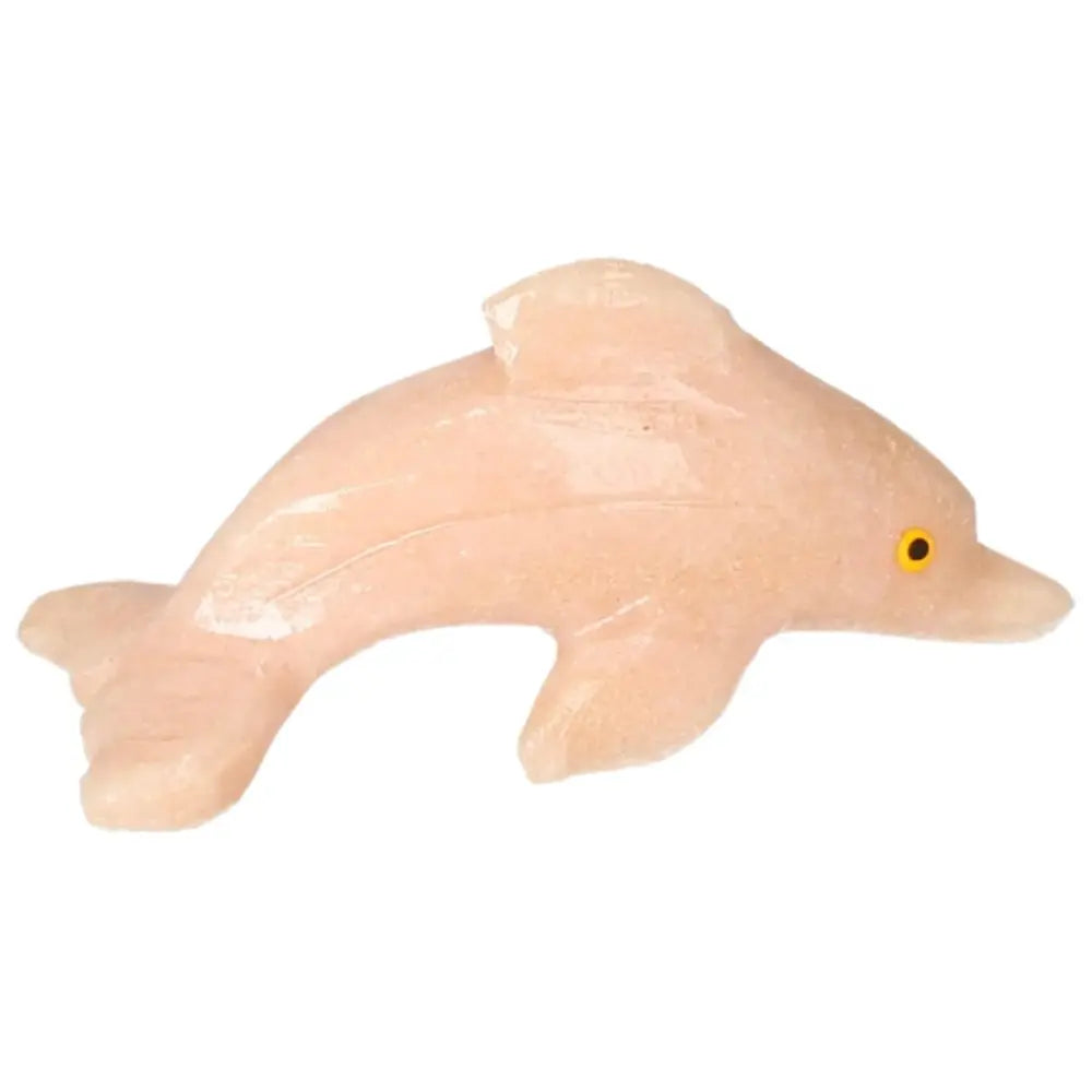 Carved dolomite dolphin figurine from Sylvia Crystals, offering serene decor and emotional tranquility.