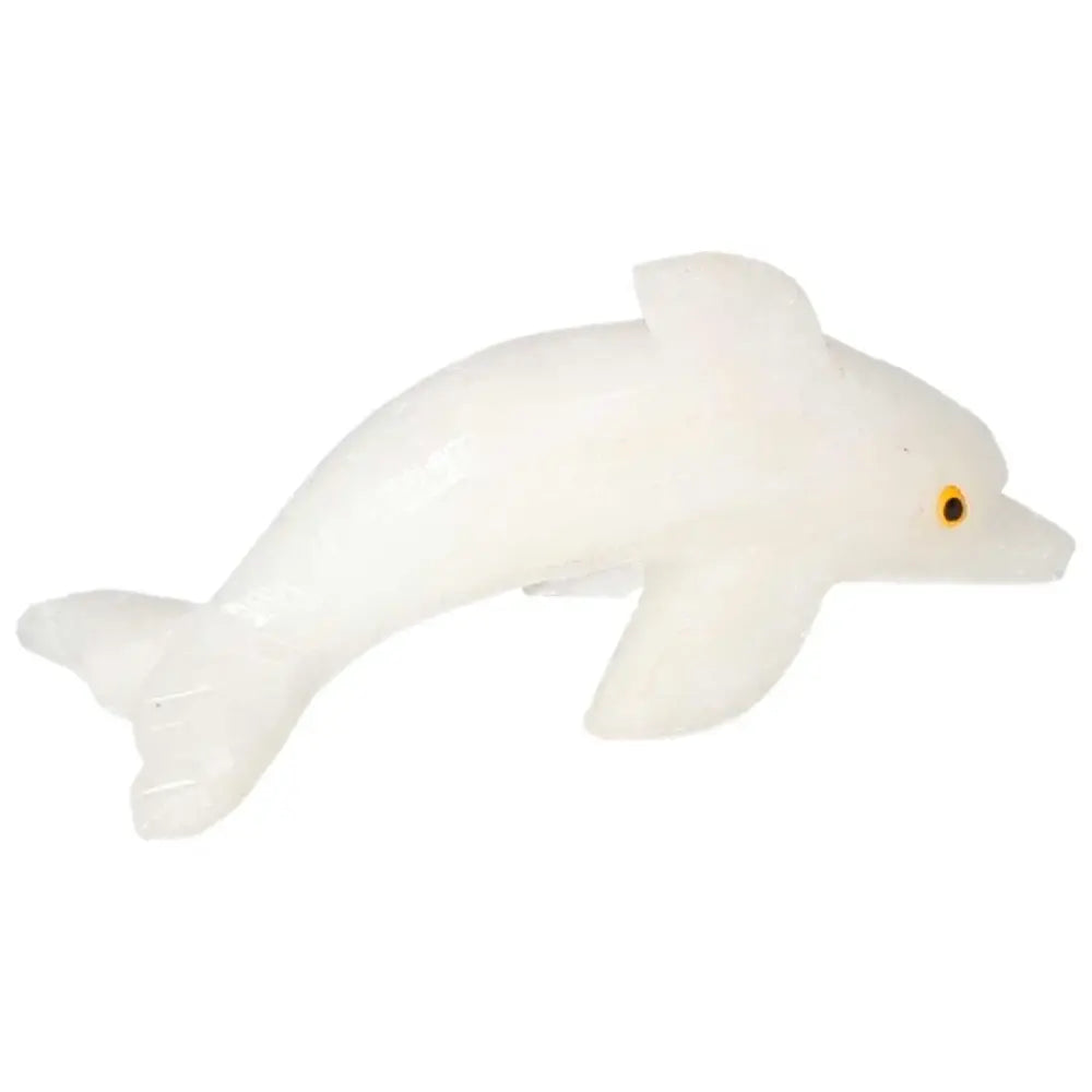 Carved Dolomite Dolphin figurine from Sylvia Crystals showcasing elegant handcrafting for home decor and emotional tranquility.