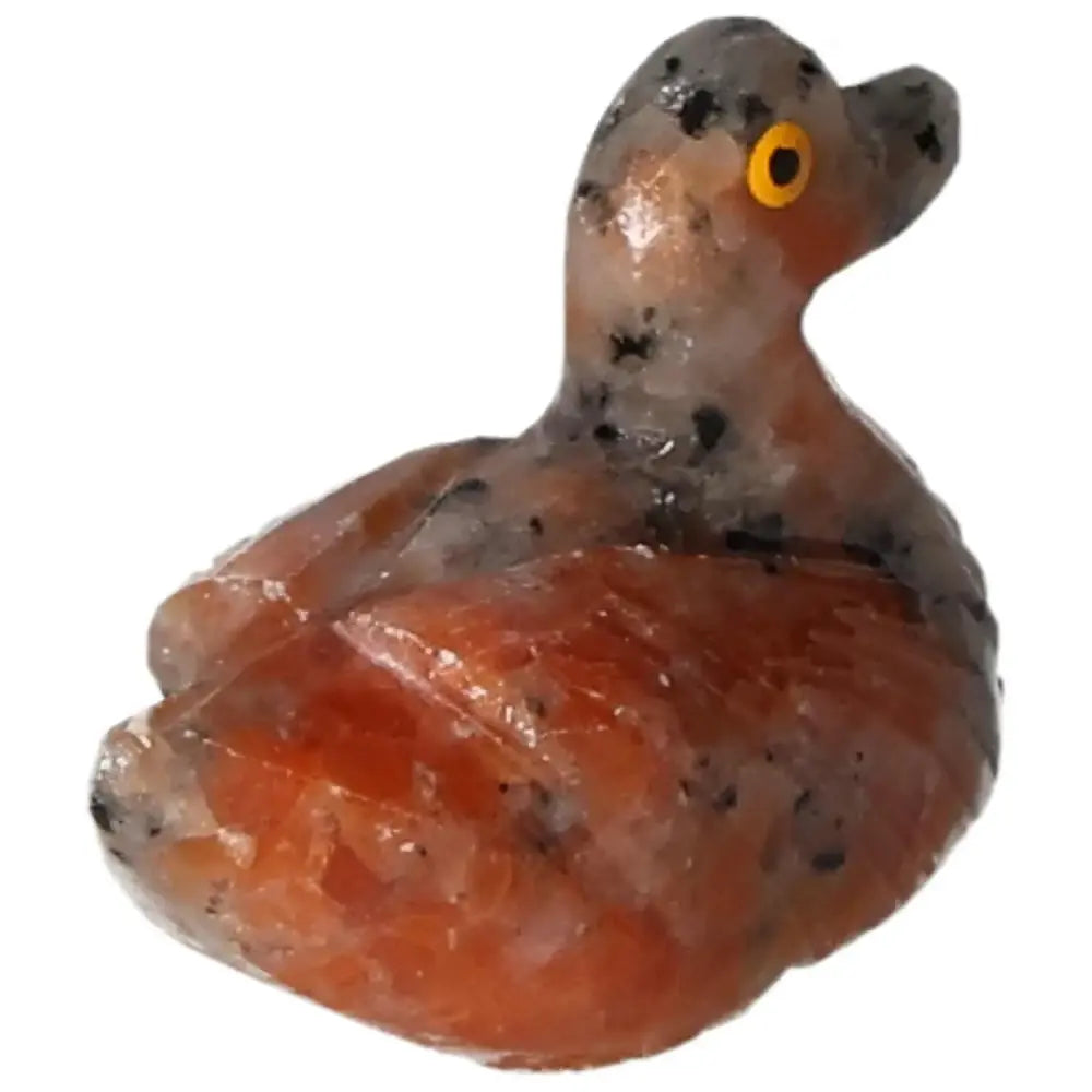 Carved Dolomite Duck sculpture by Sylvia Crystals, showcasing a premium hand-carved design for decoration and emotional harmony.
