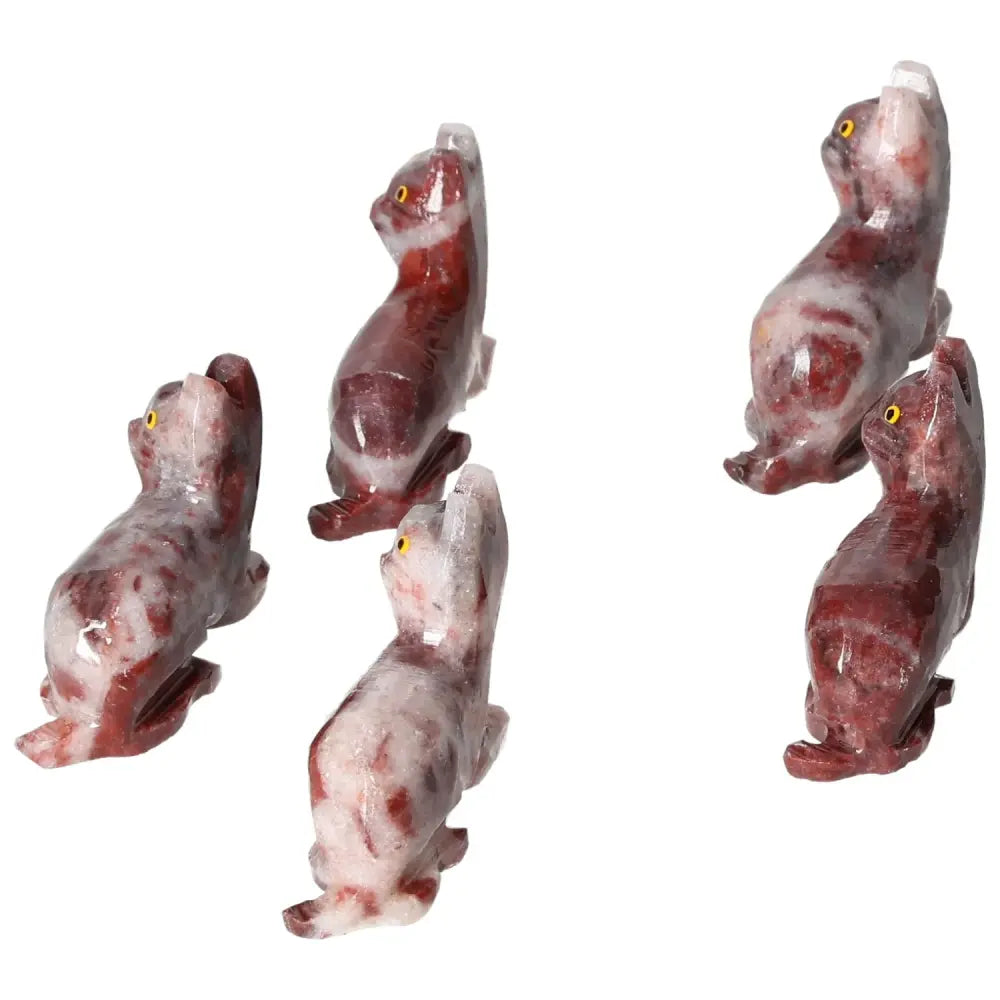 Handcrafted Carved Magnesite Cat statues showcasing artistry and tranquility, ideal for decor and meditation from Sylvia Crystals.