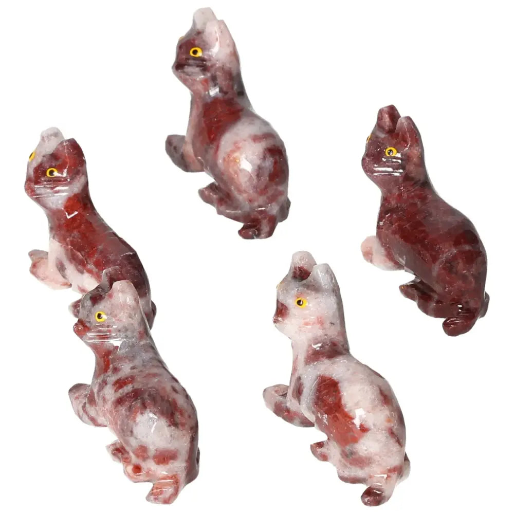 Carved Magnesite Cat statues - elegant magnesite decor with soothing properties for meditation, from Sylvia Crystals.
