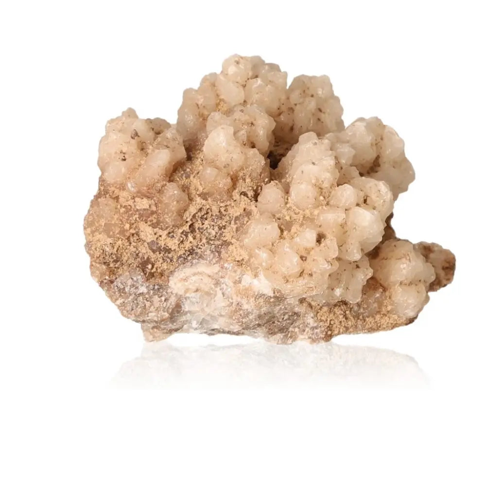 Cave calcite stalactite cluster with intricate shapes and layered textures, showcasing natural growth and energy.