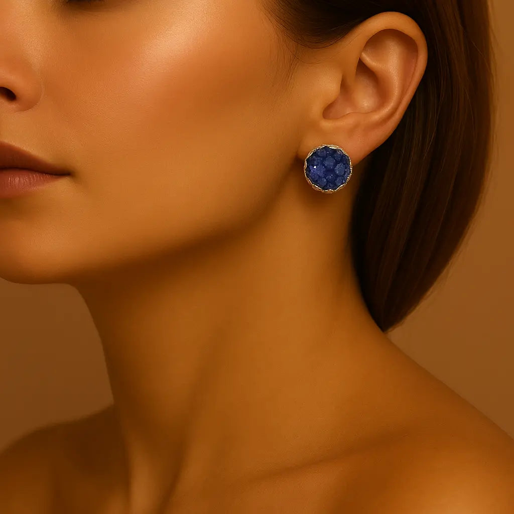 Celestite Stud Earrings (Silver) Sylvia Crystals Sp. z o.o.