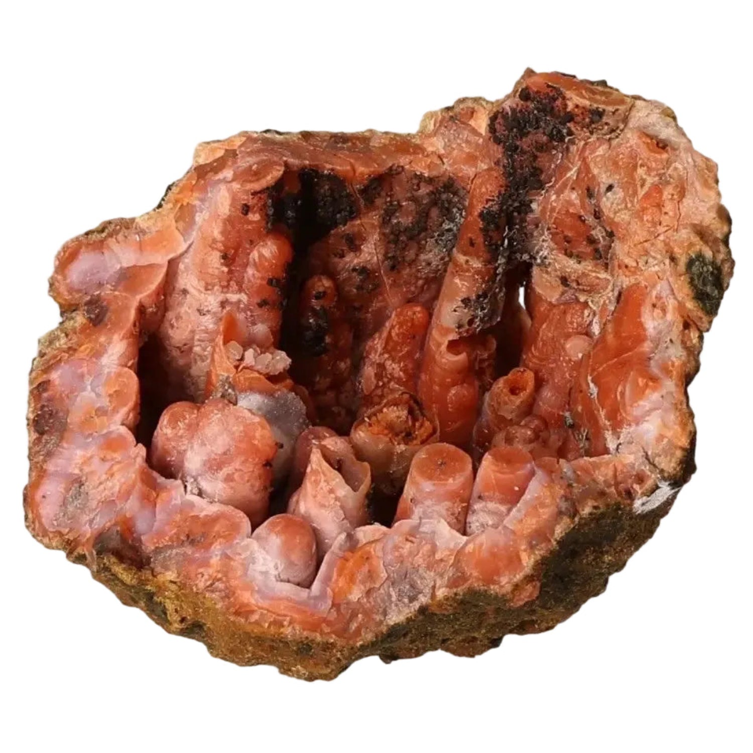 Chalcedony stalactite mineral specimen with intricate formations, sourced by Sylvia Crystals for elegance and transformative energy.