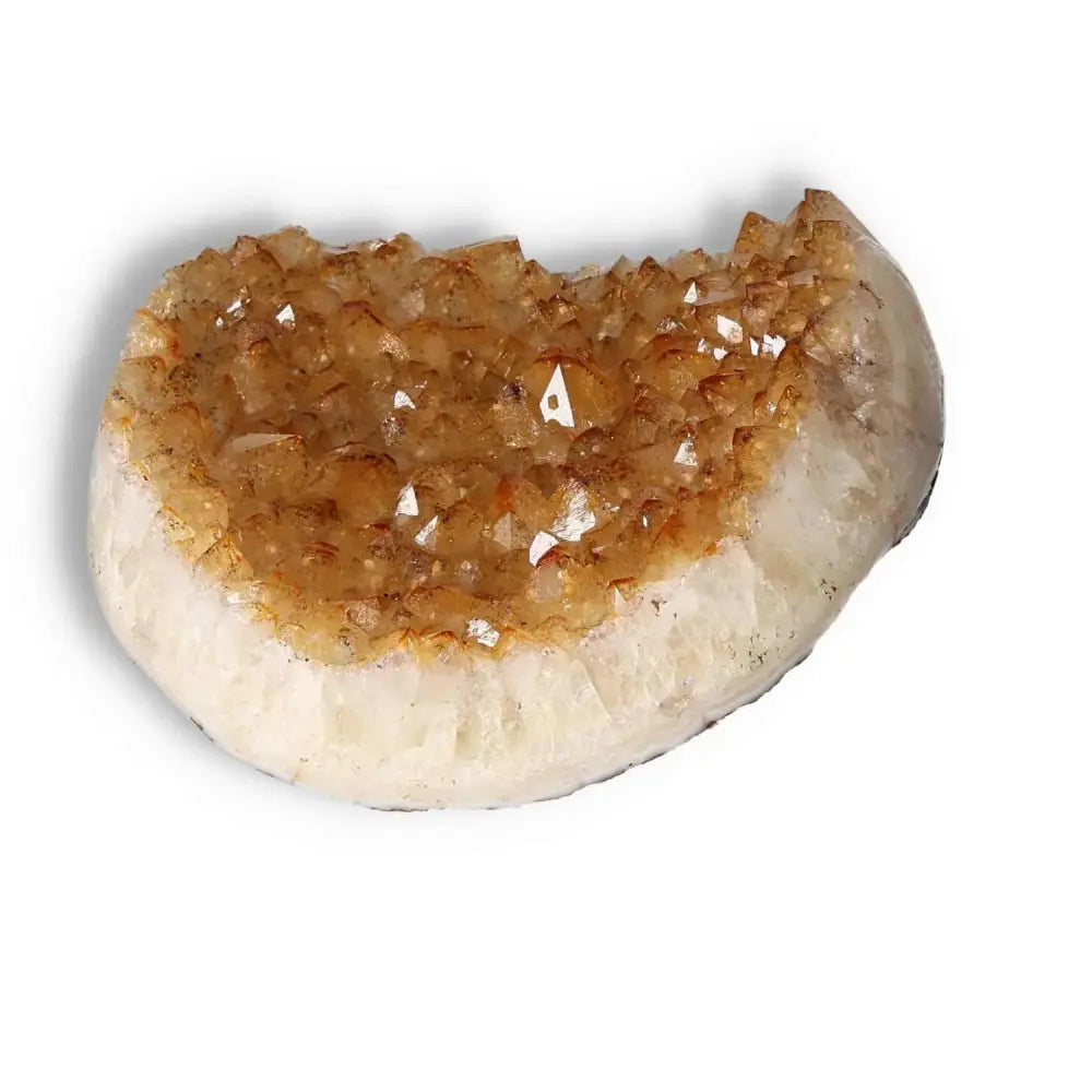 Citrine Druze crystal from Sylvia Crystals, renowned for its inspirational energy and positivity, perfect for new ventures.