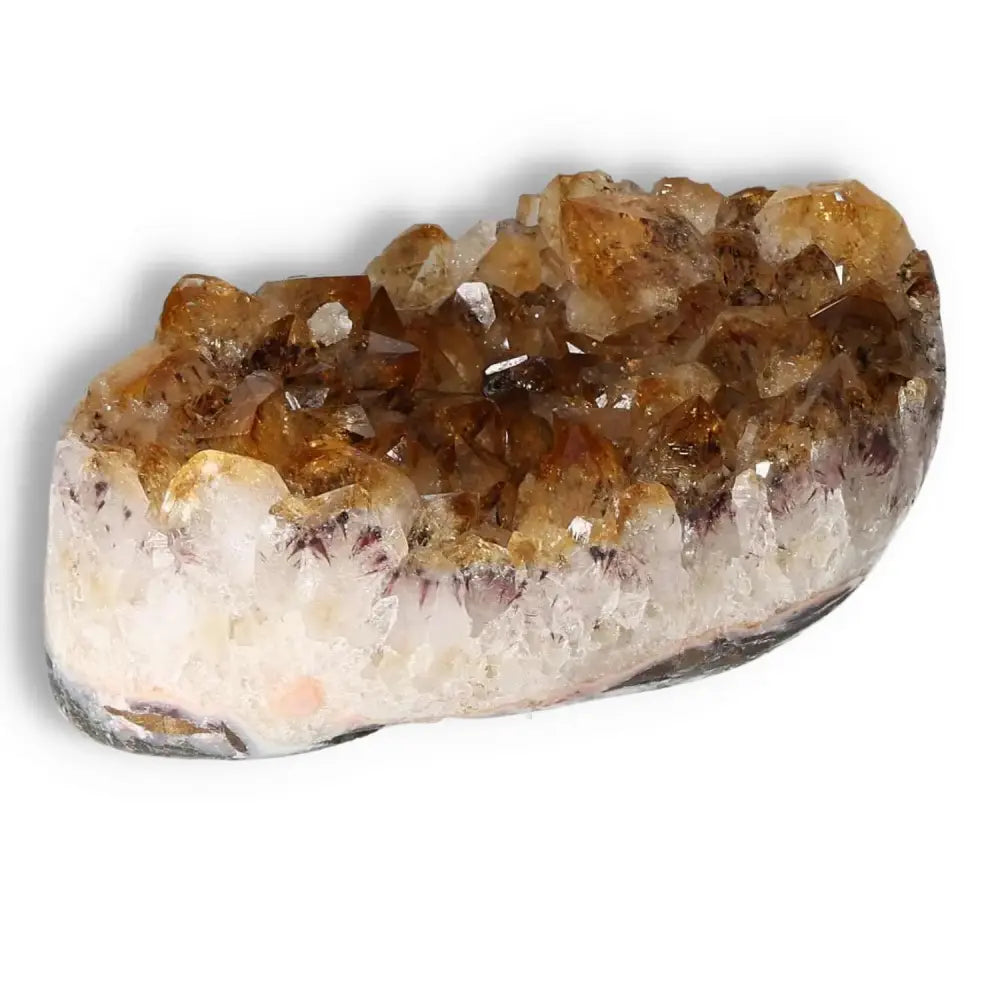Exquisite Citrine Druze crystal from Sylvia Crystals, known for stimulating motivation and promoting positivity, ideal for new ventures.