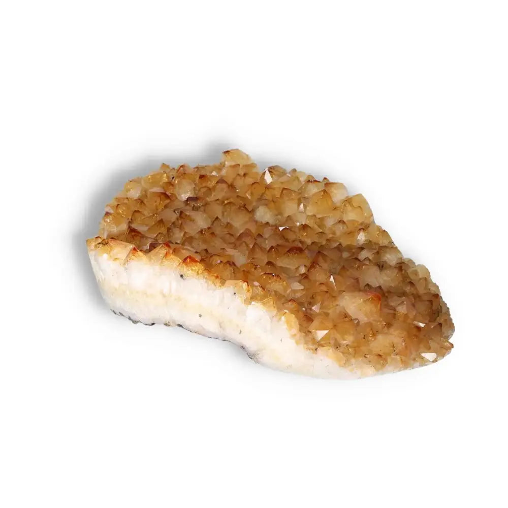 Citrine Druze crystal from Sylvia Crystals, known for enhancing inspiration and enthusiasm, ideal for new ventures and spiritual growth.