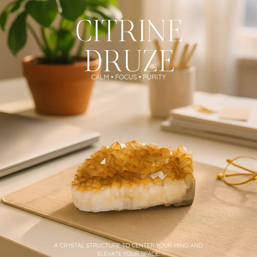 Citrine Druze with Calcite Sylvia Crystals Sp. z o.o.