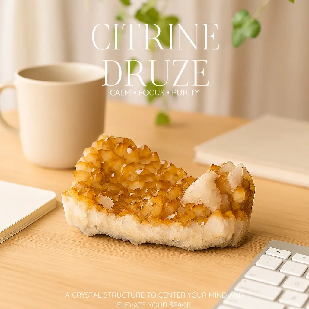 Citrine Druze with Calcite Sylvia Crystals Sp. z o.o.