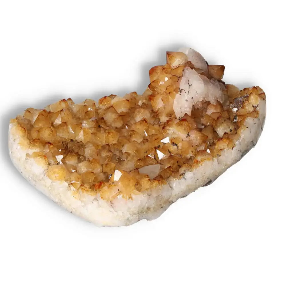 Citrine Druze with Calcite gemstone, showcasing radiant crystals and metaphysical allure, handpicked by Sylvia Crystals.