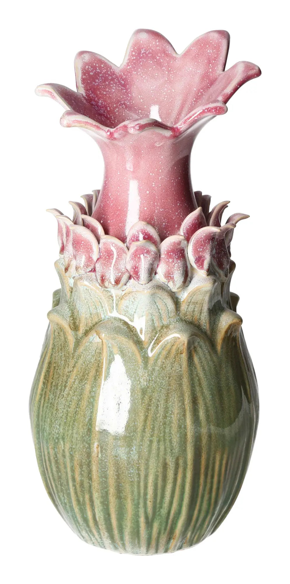 Vibrant handcrafted stoneware vase by Sylvia Crystals, featuring a colorful floral design and luxury geometric artistry, 16x16x34.