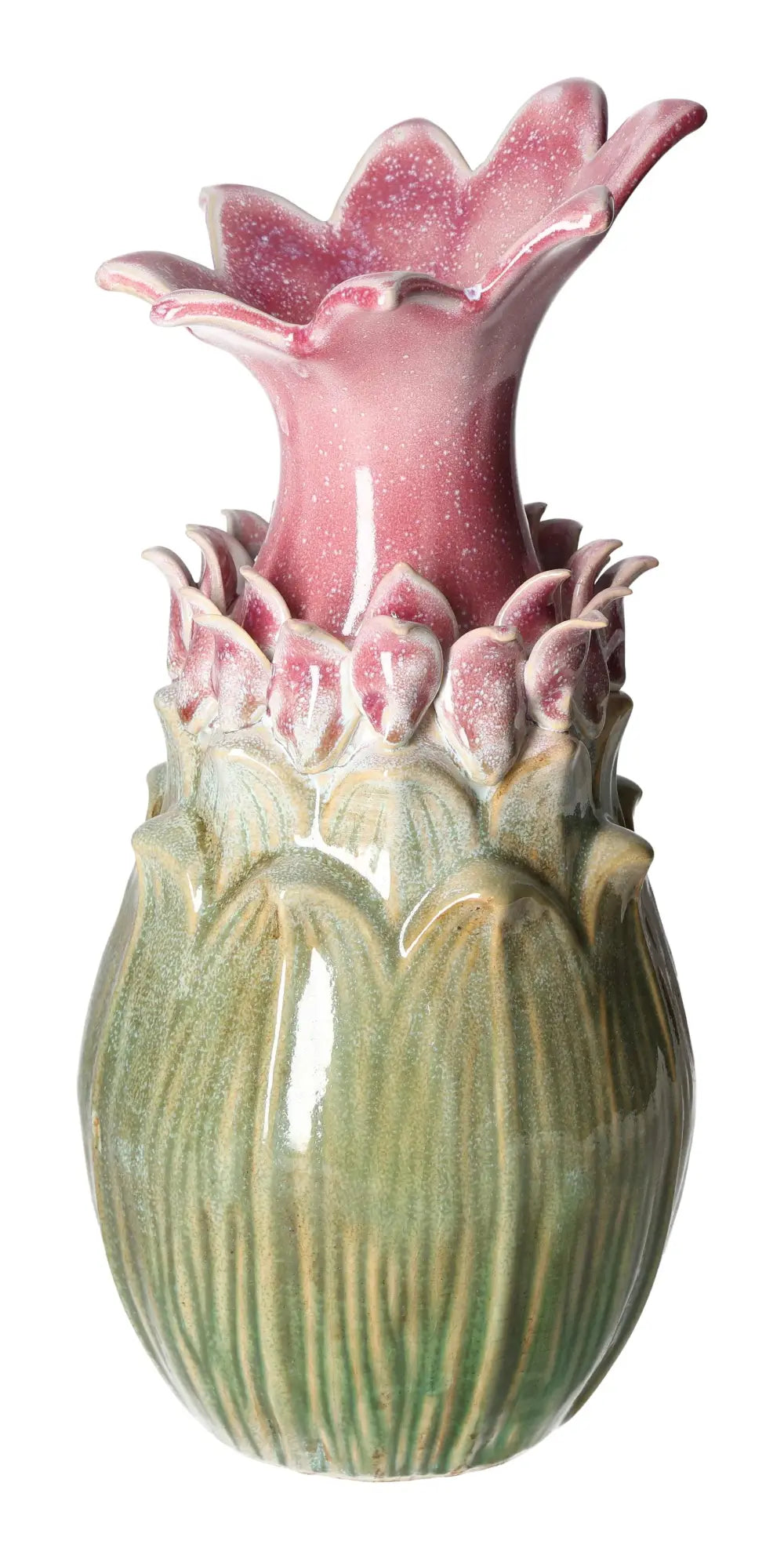 Colorful Stoneware Vase 16x16x34 by Sylvia Crystals, featuring vibrant hues and artistic design, perfect for luxury decor.