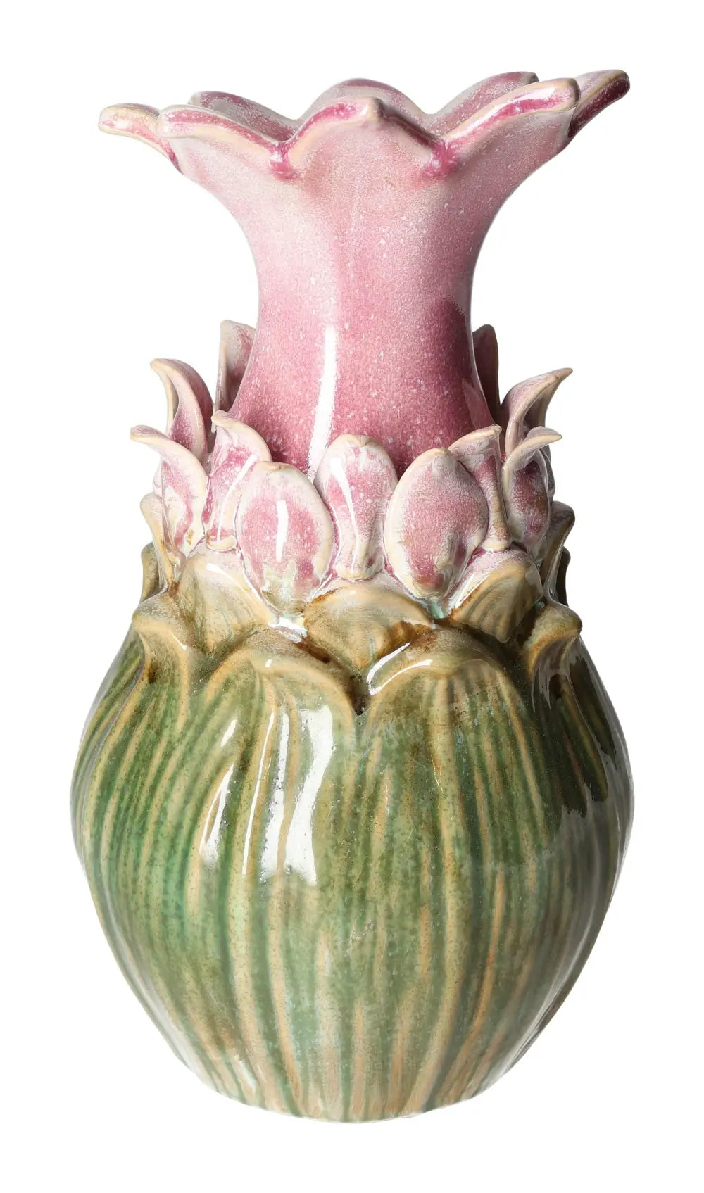 Colorful stoneware vase with floral design, 14.5x14.5x27.5, from Sylvia Crystals. Elegant home decor piece blending luxury and sophistication.