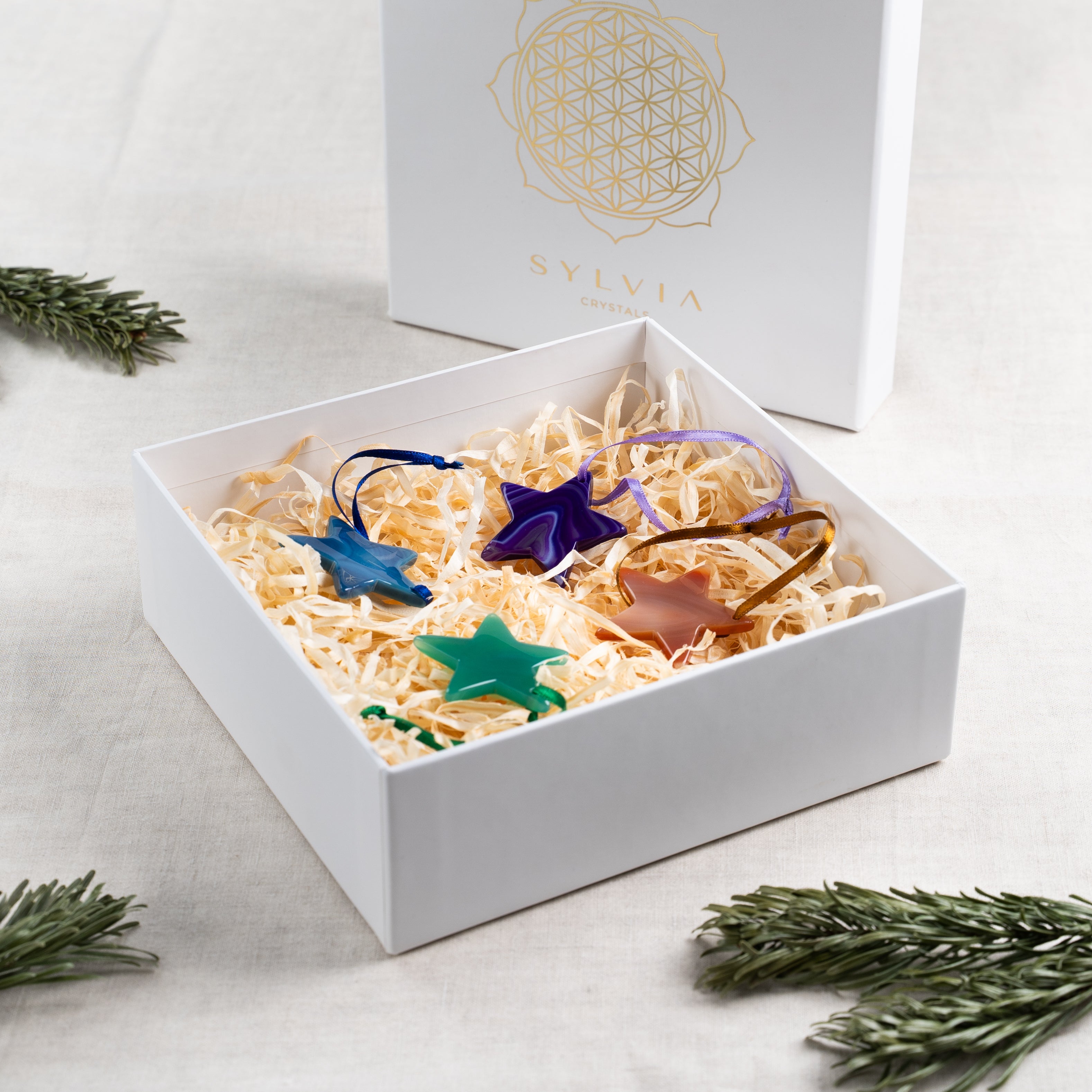 Small Harmony Stars Agate Christmas Ornaments Set of 4 008003 P25