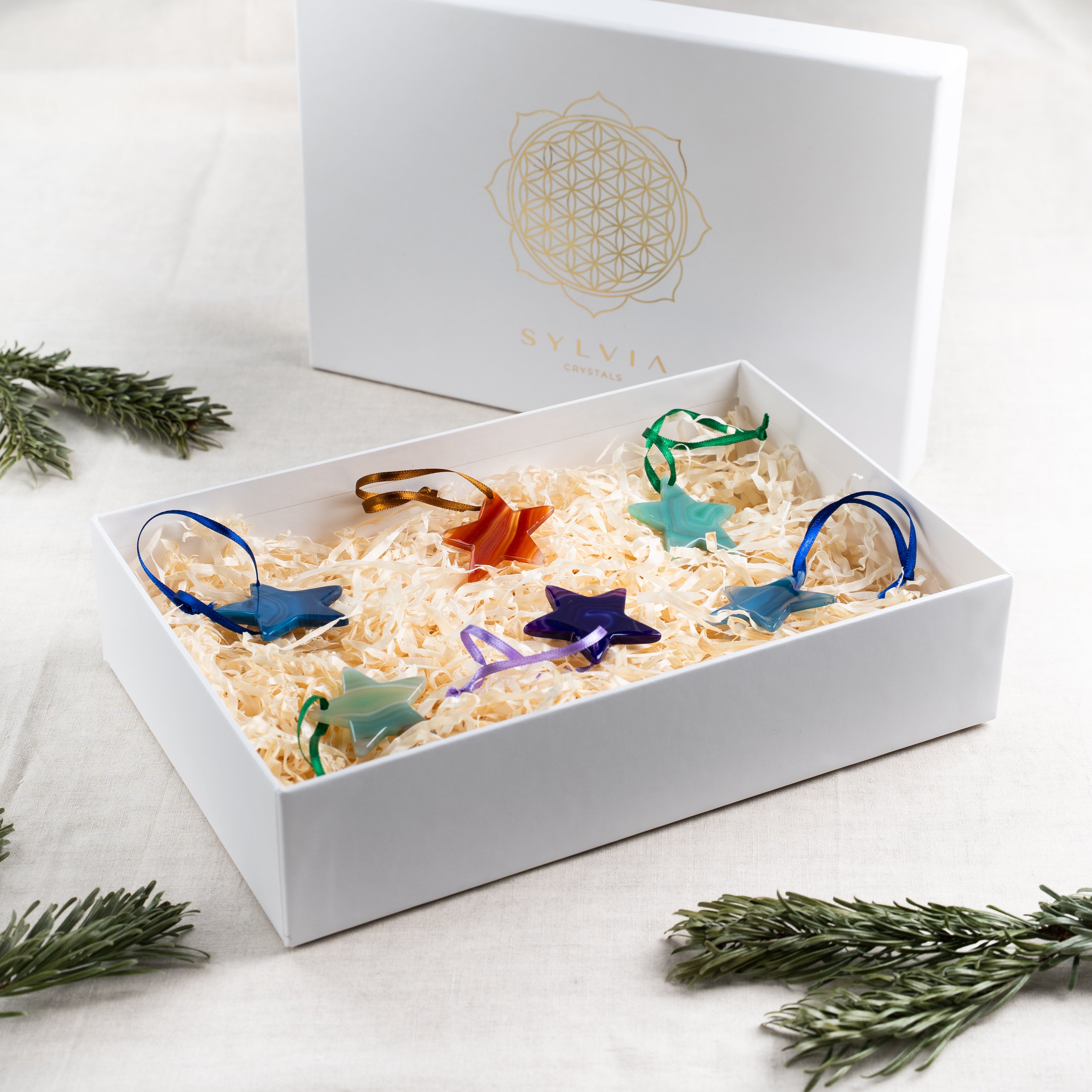 Small Harmony Stars Agate Christmas Ornaments Set of 6 008002 P25