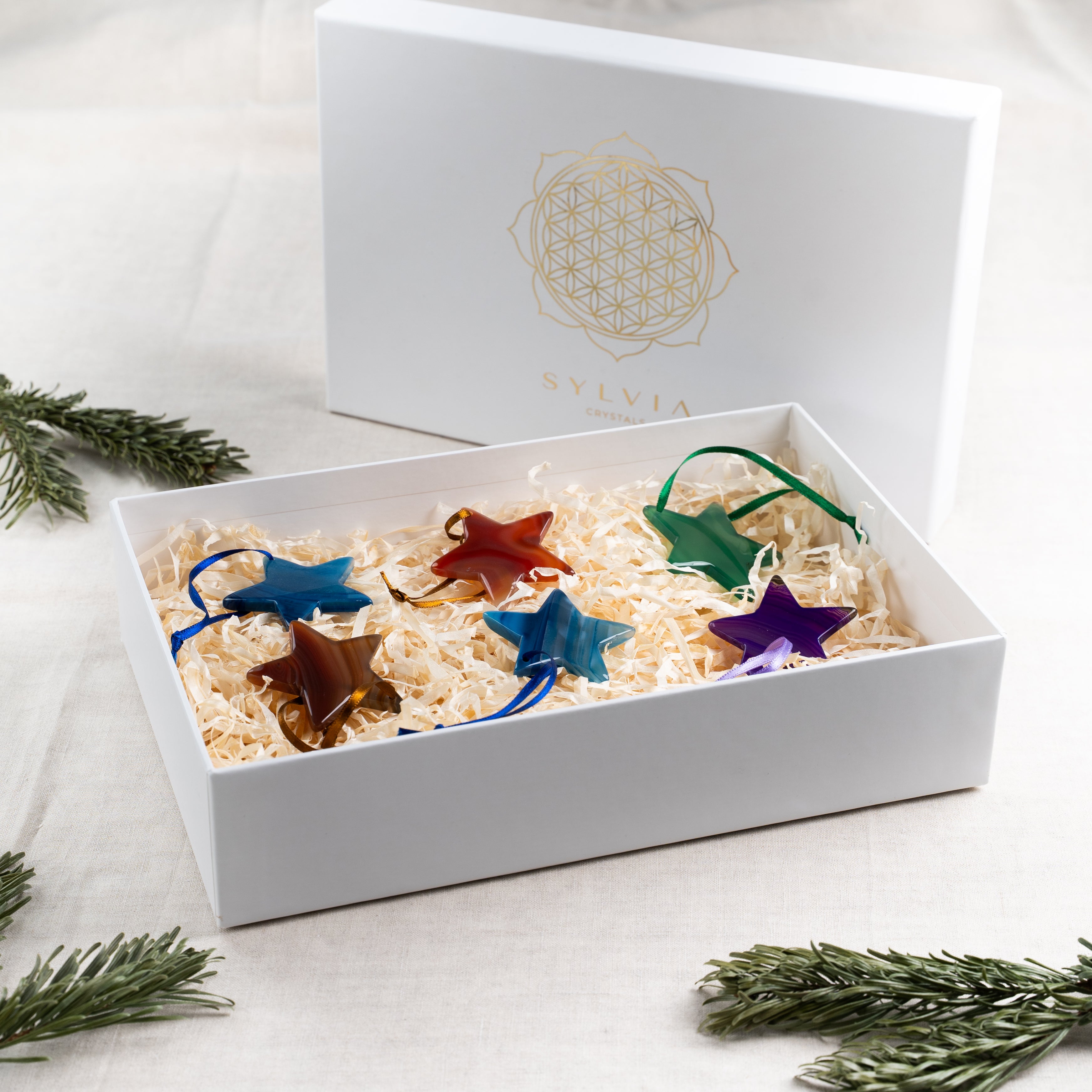 Large Harmony Stars Agate Christmas Ornament Set of 6 008005 P25