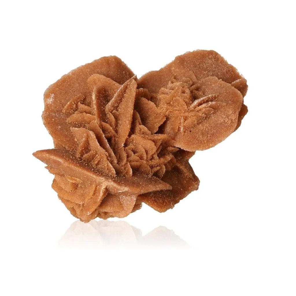 Ethically sourced Desert Rose crystal from Morocco by Sylvia Crystals, showcasing natural gypsum and barite formations.