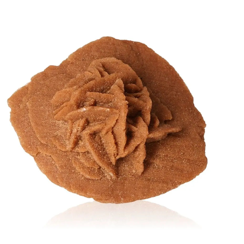 Desert Rose gypsum crystal, ethically sourced from Morocco, showcasing unique natural formation by Sylvia Crystals.