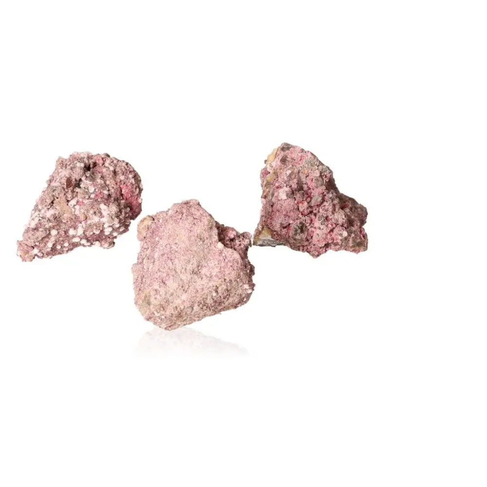 Rare Erythrite with Picropharmacolite crystals showcasing deep red and pale pink hues from Sylvia Crystals collection.