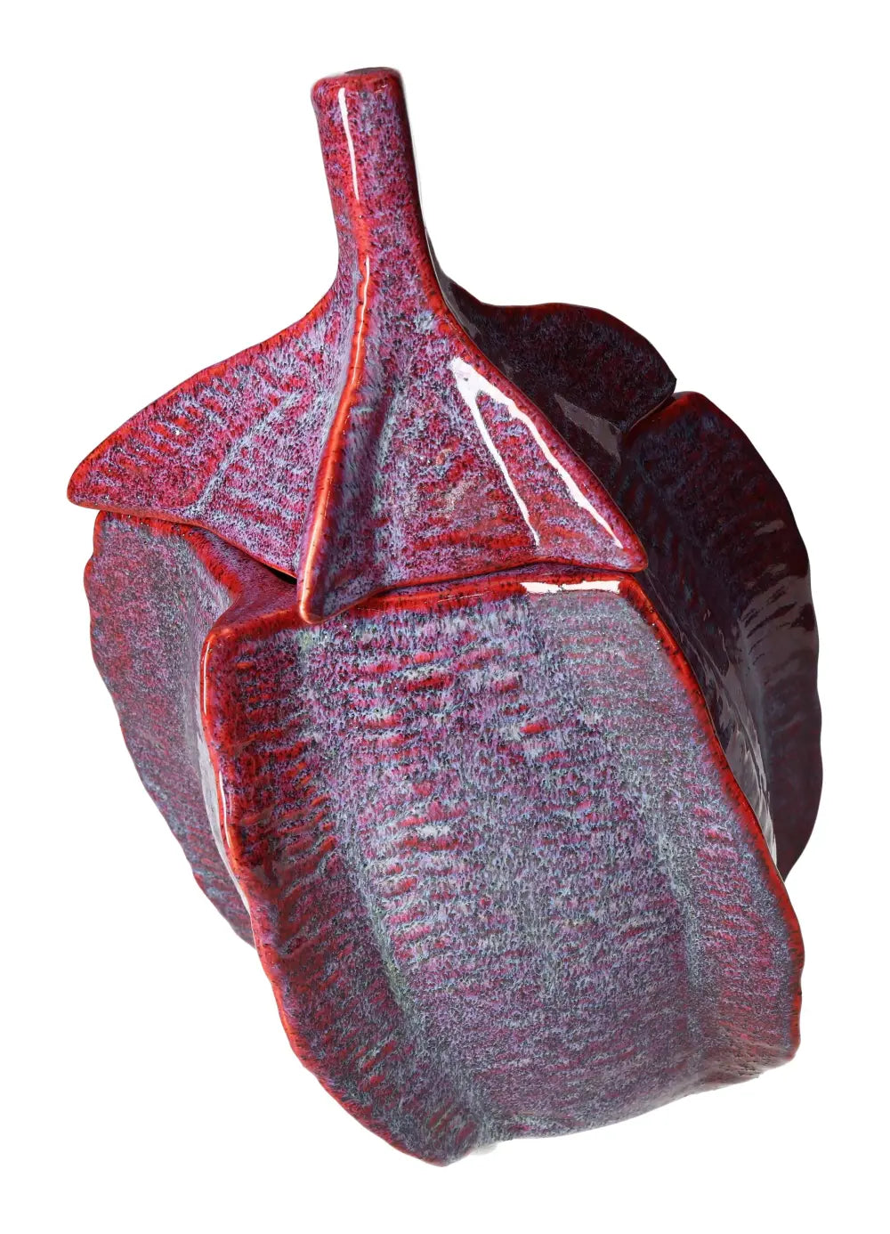 Fine purple earthenware jar with a glossy finish, showcasing unique craftsmanship and vivid coloration, enhancing any elegant decor.