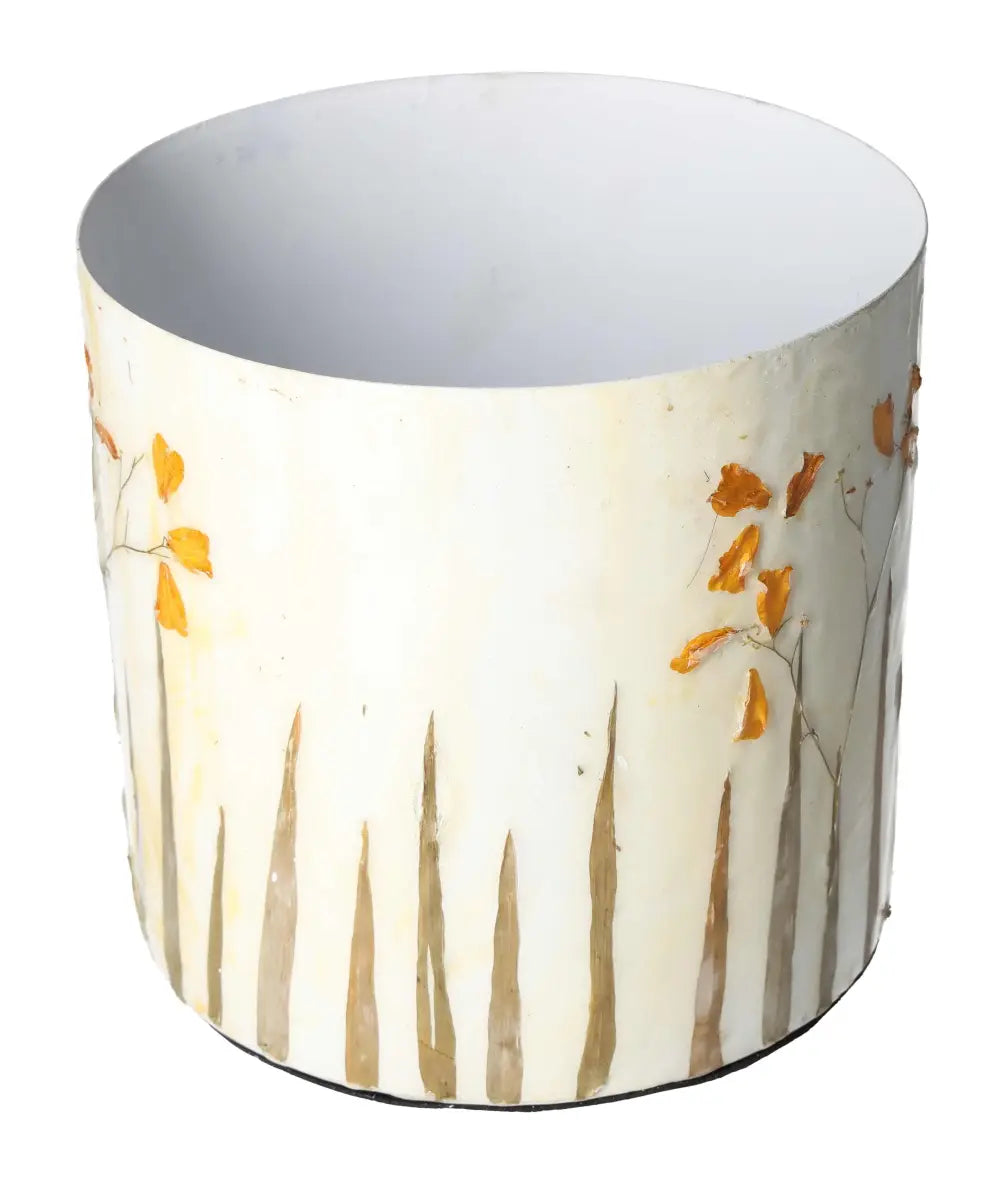 Elegant planter with delicate flower motif by Sylvia Crystals, dimensions 17x17x15, perfect for enhancing modern living spaces.