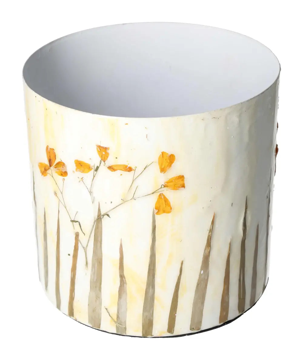 Elegant planter with flower motif by Sylvia Crystals, 17x17x15, showcasing delicate floral design for sophisticated living spaces.
