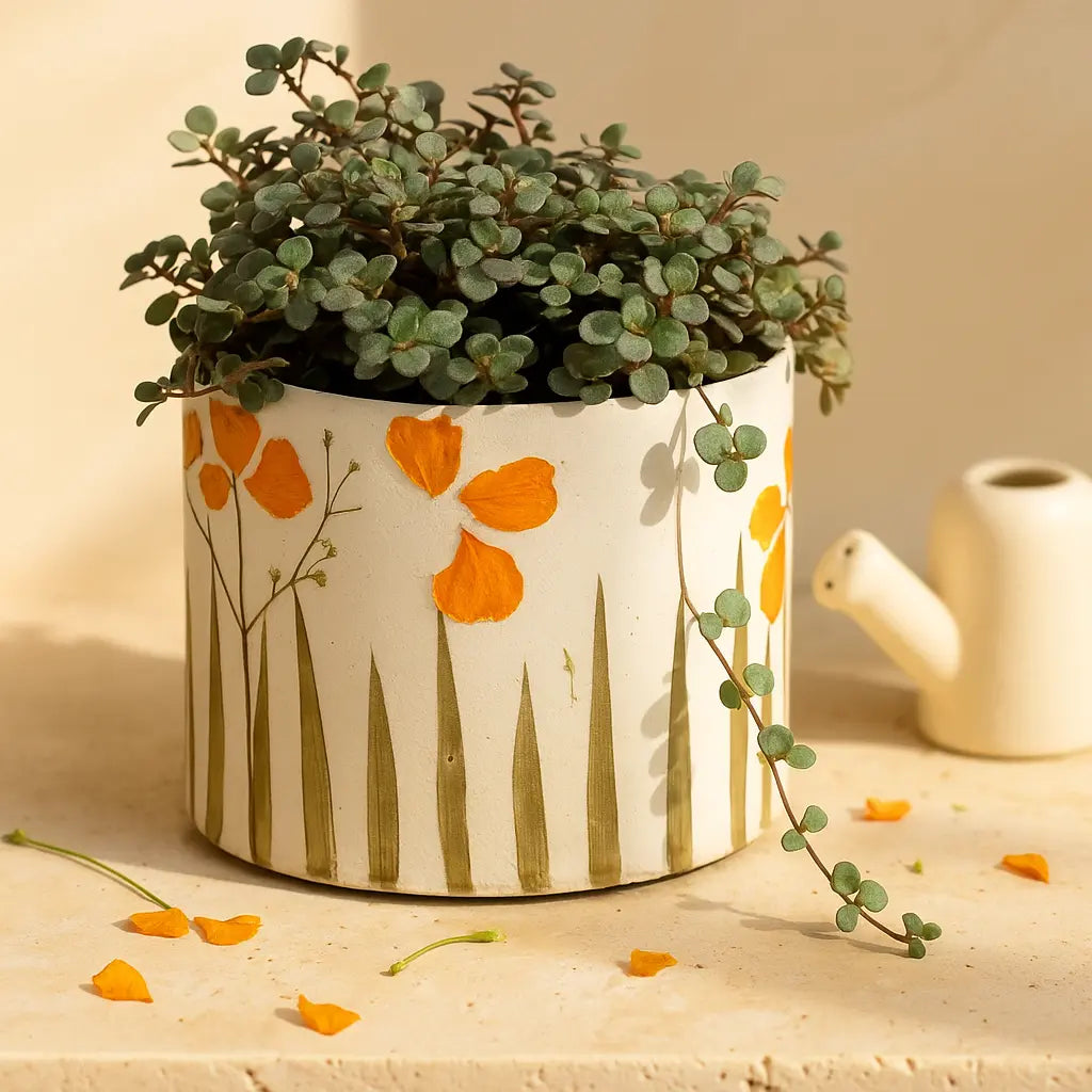 Flower Pot with Floral Motif – Petite Elegance and Natural Detail Sylvia Crystals Sp. z o.o.