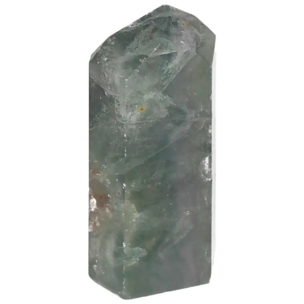 Polished fluorite point for focus and clarity, green to purple hues enhancing energy flow, ideal for mental clarity and spiritual awareness.