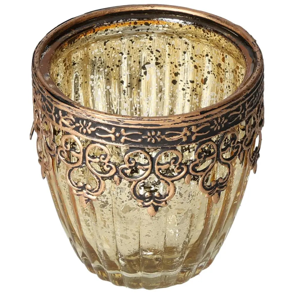 Elegant Moroccan style glass lantern with intricate metalwork, designed by Sylvia Crystals. Perfect for luxurious home decor.