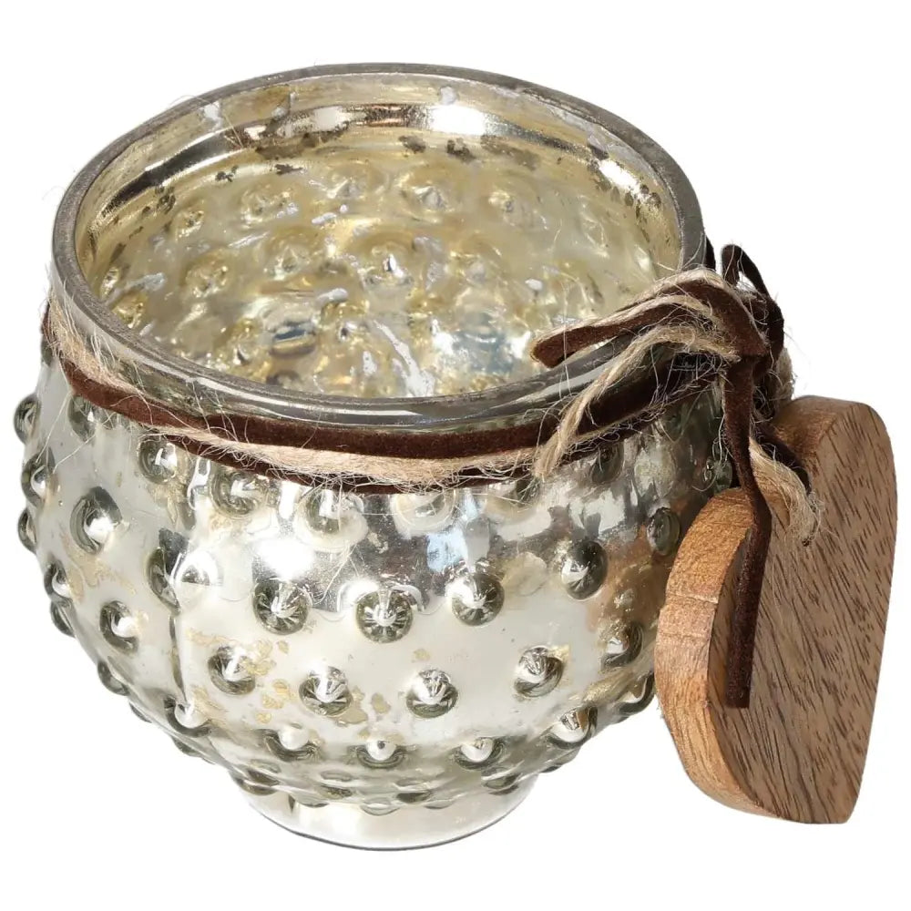 Elegant glass lantern with wooden heart pendant, embodying luxury and serenity from Sylvia Crystals, ideal for stylish home decor.