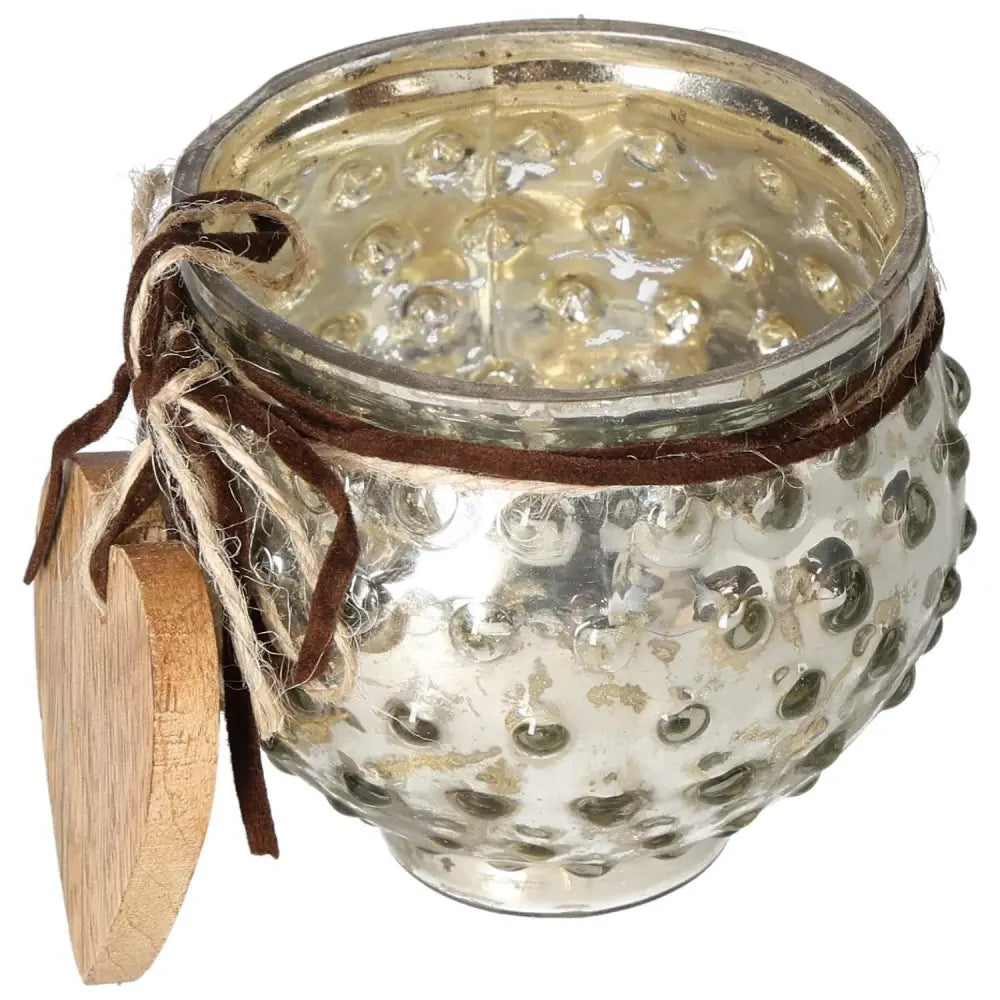 Elegant glass lantern with wooden heart pendant by Sylvia Crystals, perfect for adding luxury and serenity to any space.