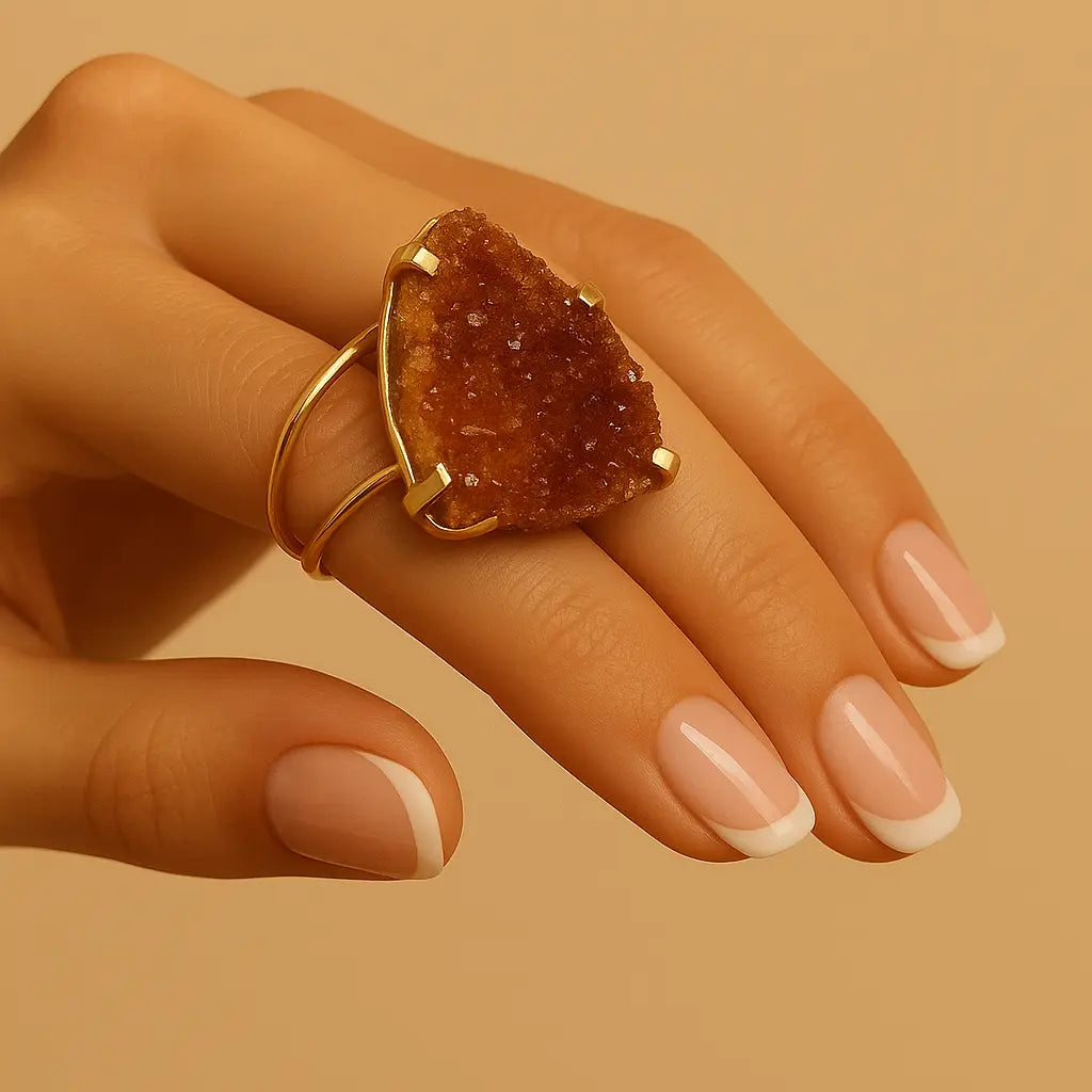 Gold Arc Ring with Citrine Cluster – Abundance and Radiant Energy Sylvia Crystals Sp. z o.o.