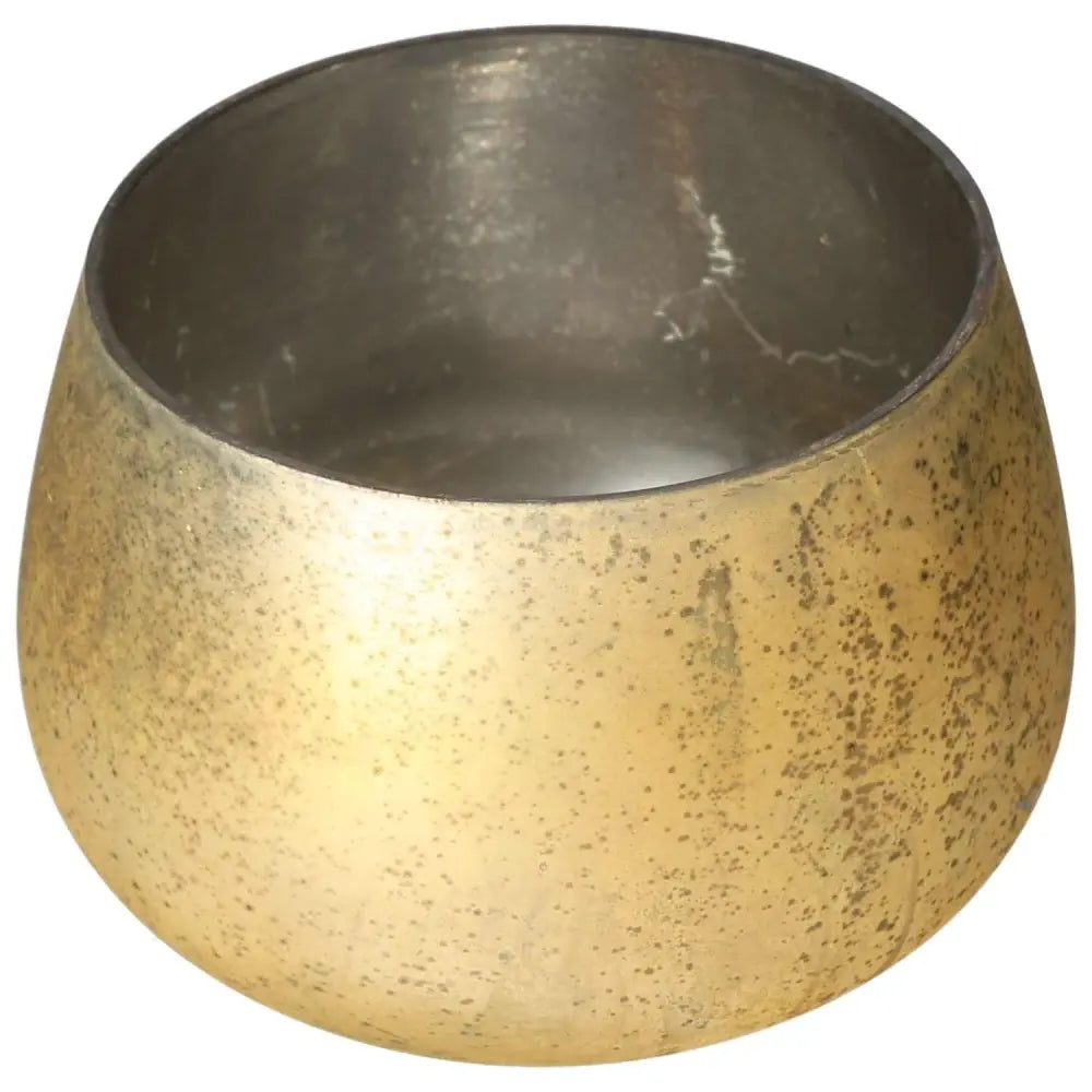 Golden glass lantern bowl with textured finish, featuring a sleek, contemporary design ideal for upscale home decor.