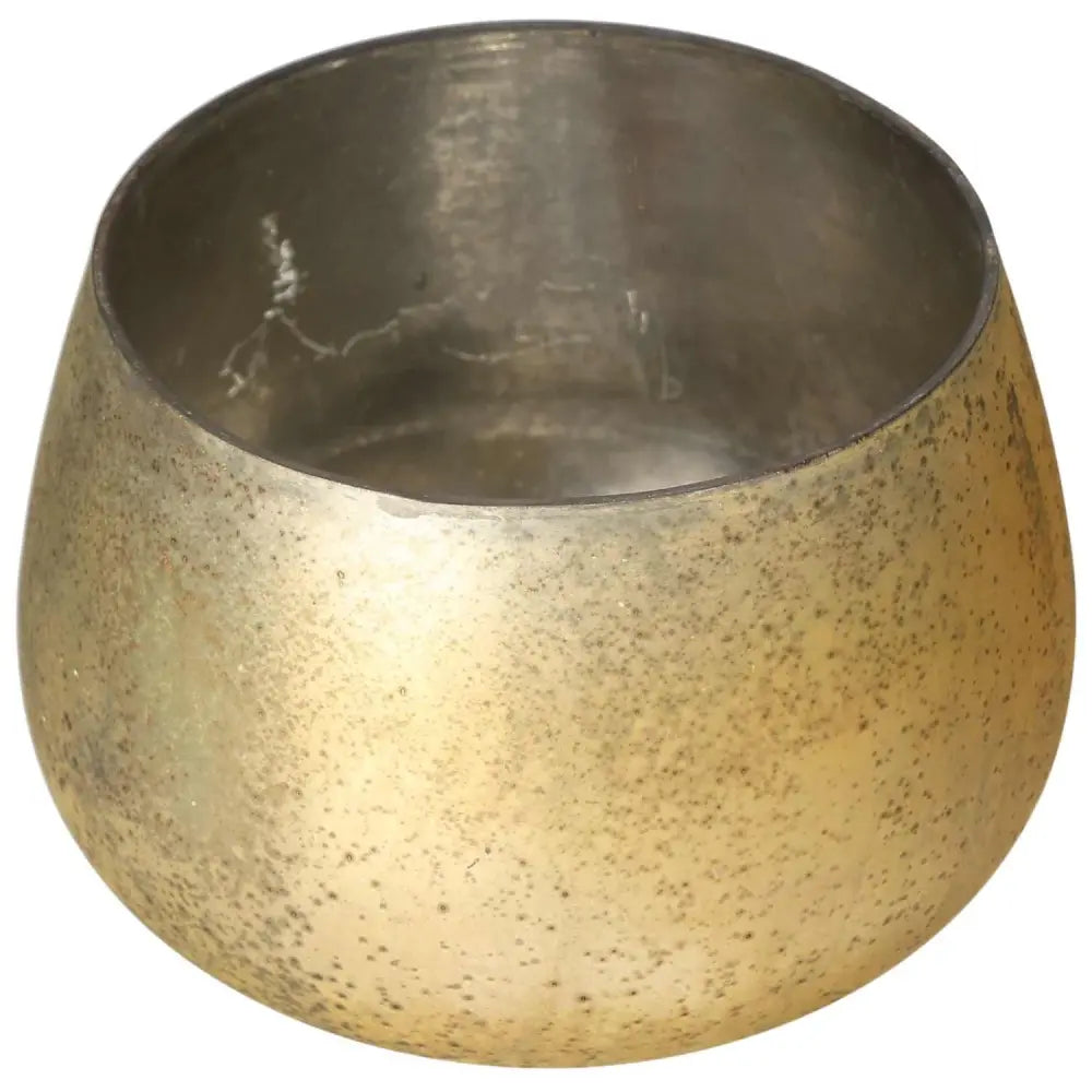 Golden lantern with a sleek metallic finish, featuring a smooth, rounded design for elegant home decor.