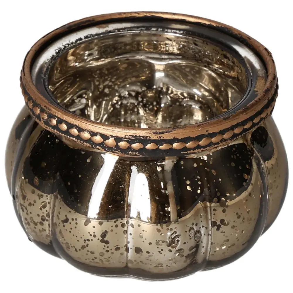 Gold Glass Lantern with elegant gold-plated finish, offering a luxurious ambient glow for spiritual harmony.