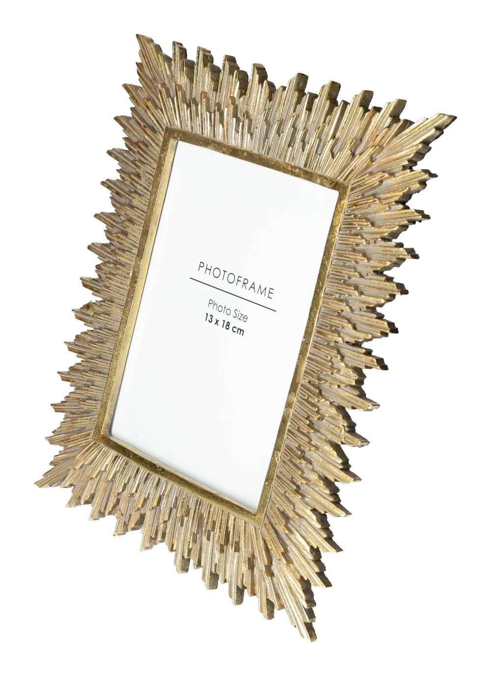 Golden photo frame 13x18 with intricate design by Sylvia Crystals, showcasing luxury and contemporary elegance.