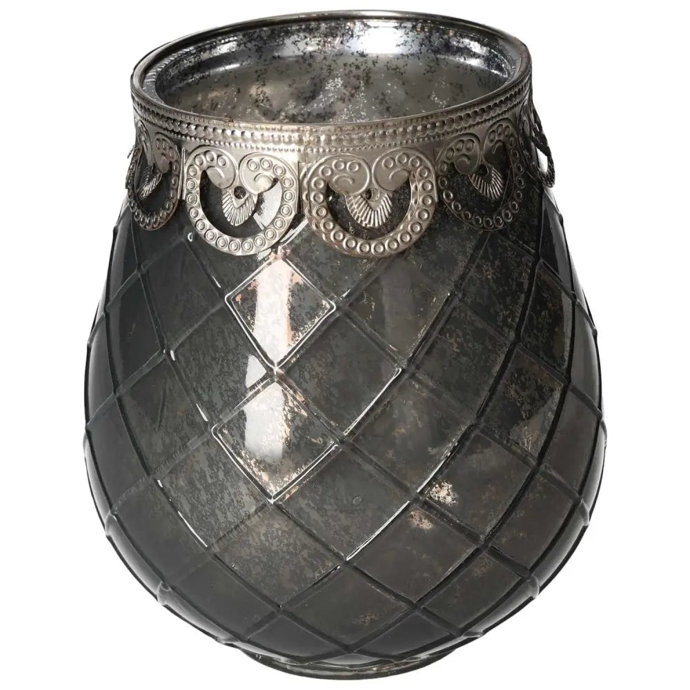 Grey Glass Lantern by Sylvia Crystals, featuring intricate design and luxury detailing, perfect for elegant and conscious spaces.