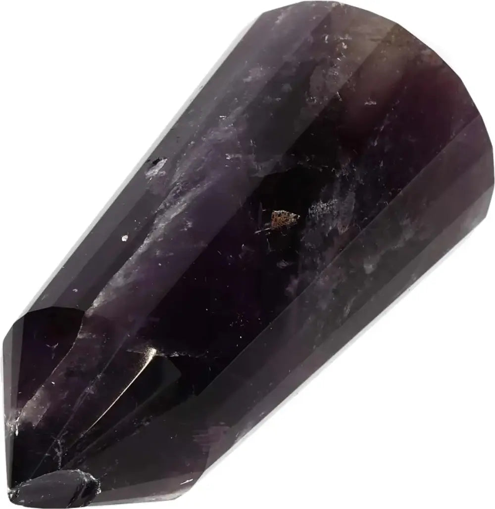 Amethyst point crystal for calm, clarity, spiritual protection; ideal for meditation and energy healing, supporting third eye and crown chakras.