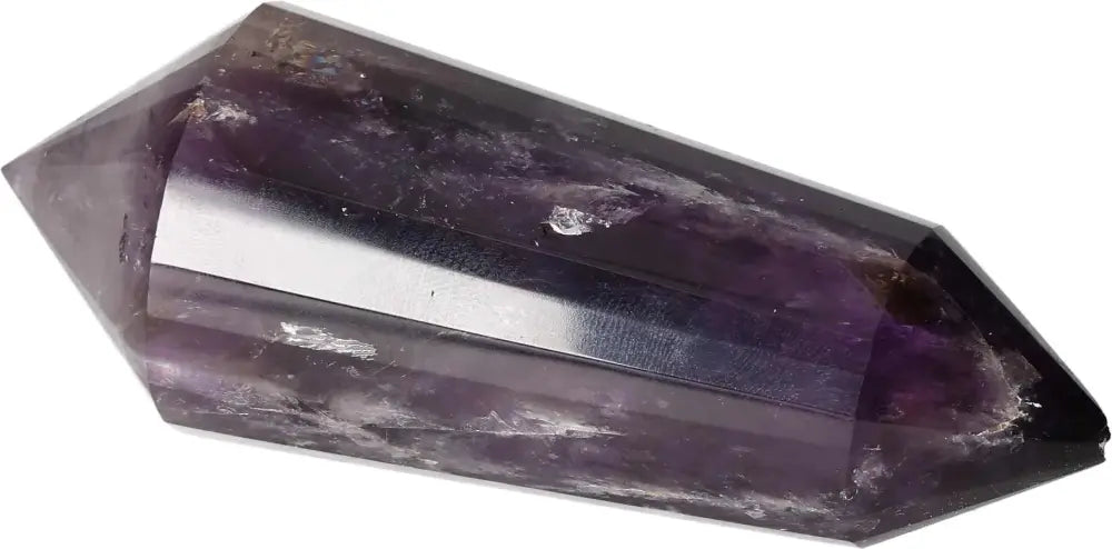 Polished amethyst crystal point promoting calm, clarity, and spiritual protection; ideal for meditation and energy healing.