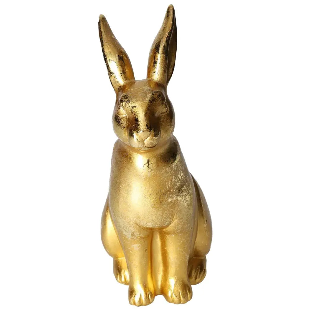 Elegant gold home decor rabbit figure, medium size, embodying timeless elegance by Sylvia Crystals, perfect for stylish interiors.