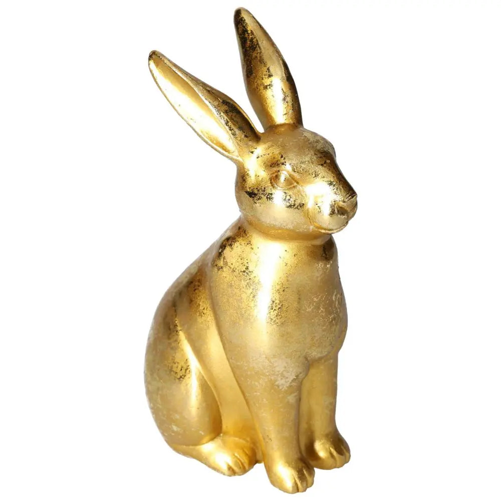 Elegant medium-sized golden rabbit home decor figure by Sylvia Crystals, exuding timeless elegance and conscious living style.