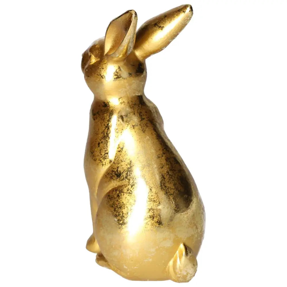 Golden home decor rabbit figure in a medium size, crafted to enhance living spaces with elegance and style from Sylvia Crystals.