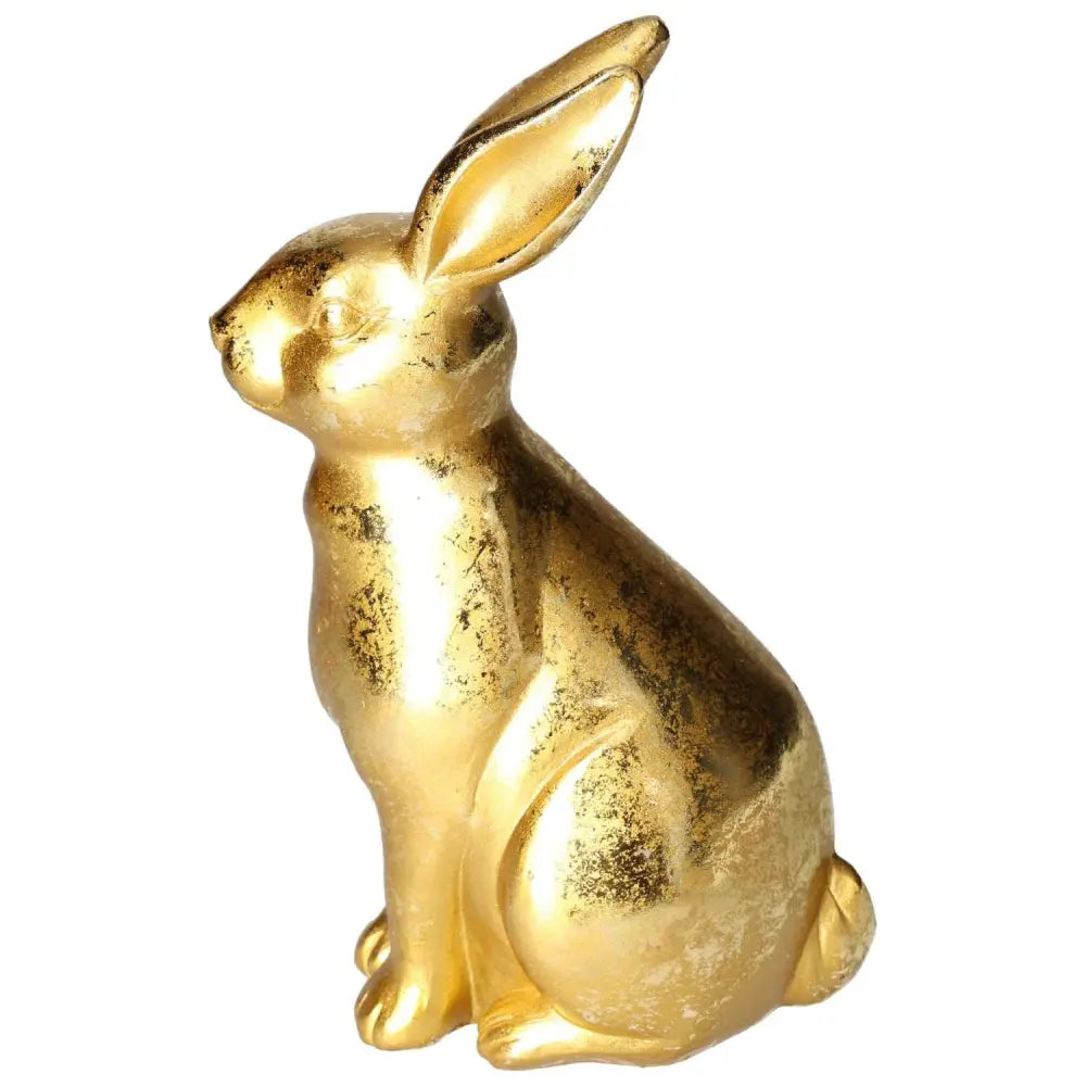 Gold home decor rabbit figure, medium size, embodying elegance and conscious living, crafted by Sylvia Crystals.