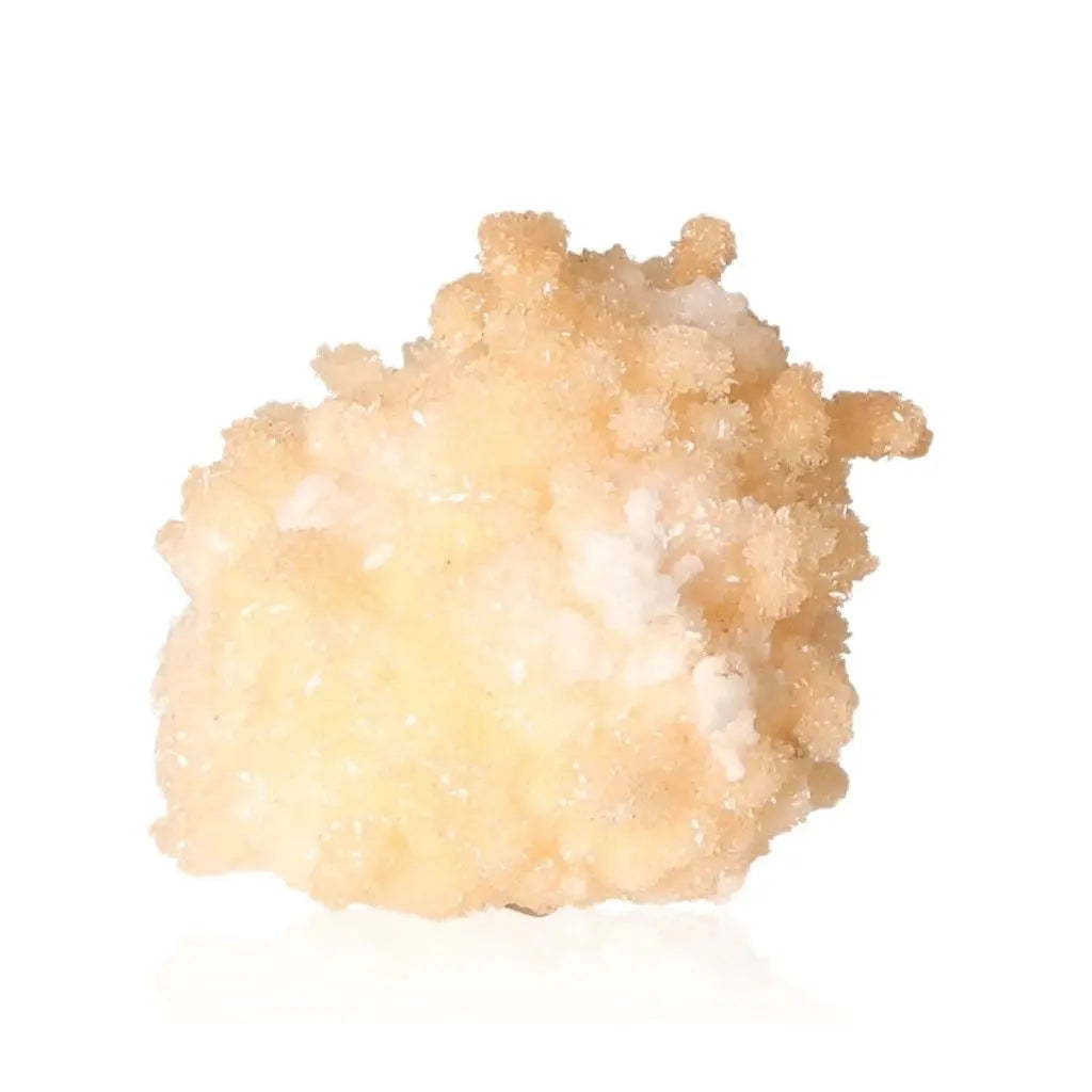 Ighoud Calcite Druze from Morocco, showcasing earthy tones and natural shapes, embodying grounding and transformational energy.