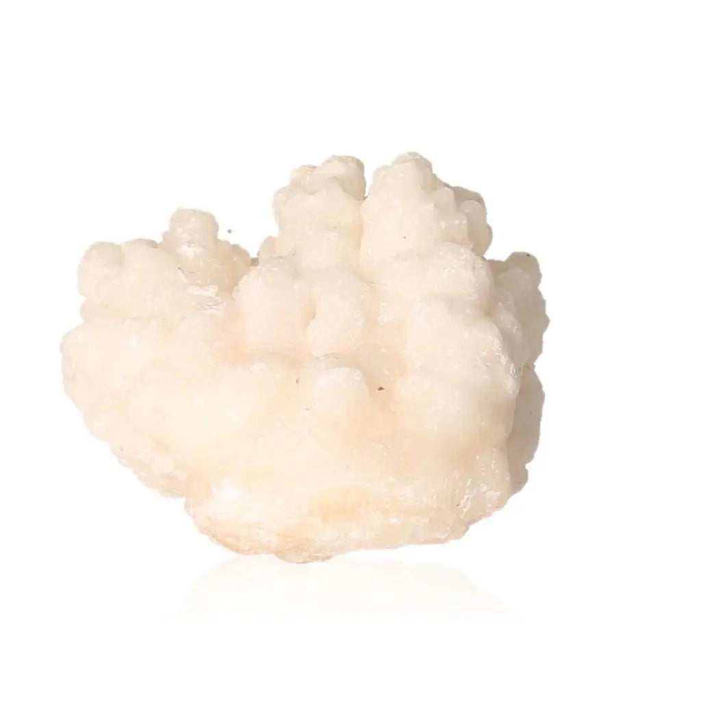 Ighoud Calcite Druze from Morocco with earthy tones, known for grounding energy and spiritual growth, showcasing natural stone artistry.