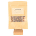 Black Gold incense blend packaging showcasing calming ingredients like styrax, bay leaf, and sandalwood for relaxation.