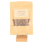 Incense Blend "Black Gold" packaging featuring its relaxing and sensual aroma ingredients like Styrax, Bay leaf, and Sandalwood.