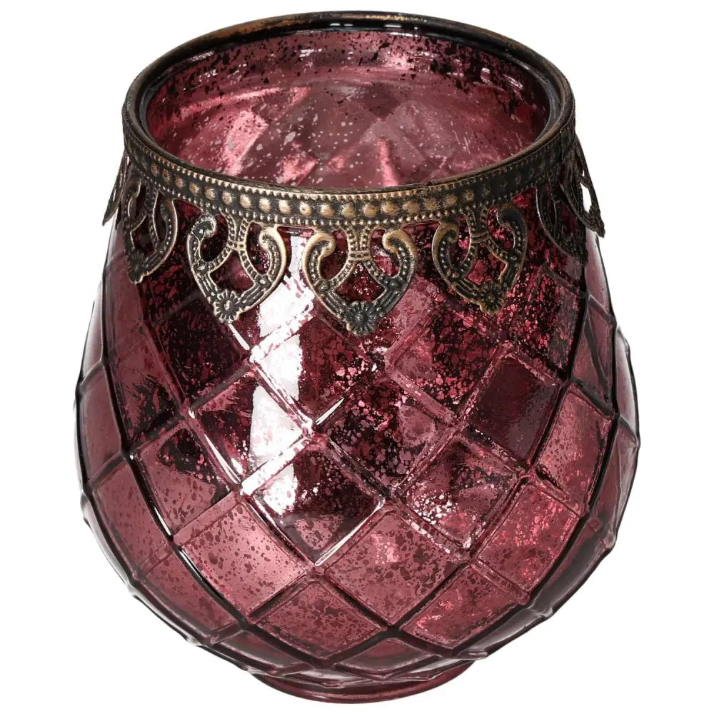 Elegant lantern with crystal body and ornate metal rim, showcasing sophisticated design and timeless charm.
